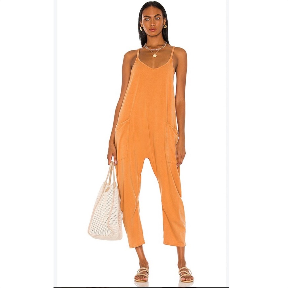 FP Movement Free People Hot Shot Onesie Jumpsuit Ginger Orange Womens Size Small